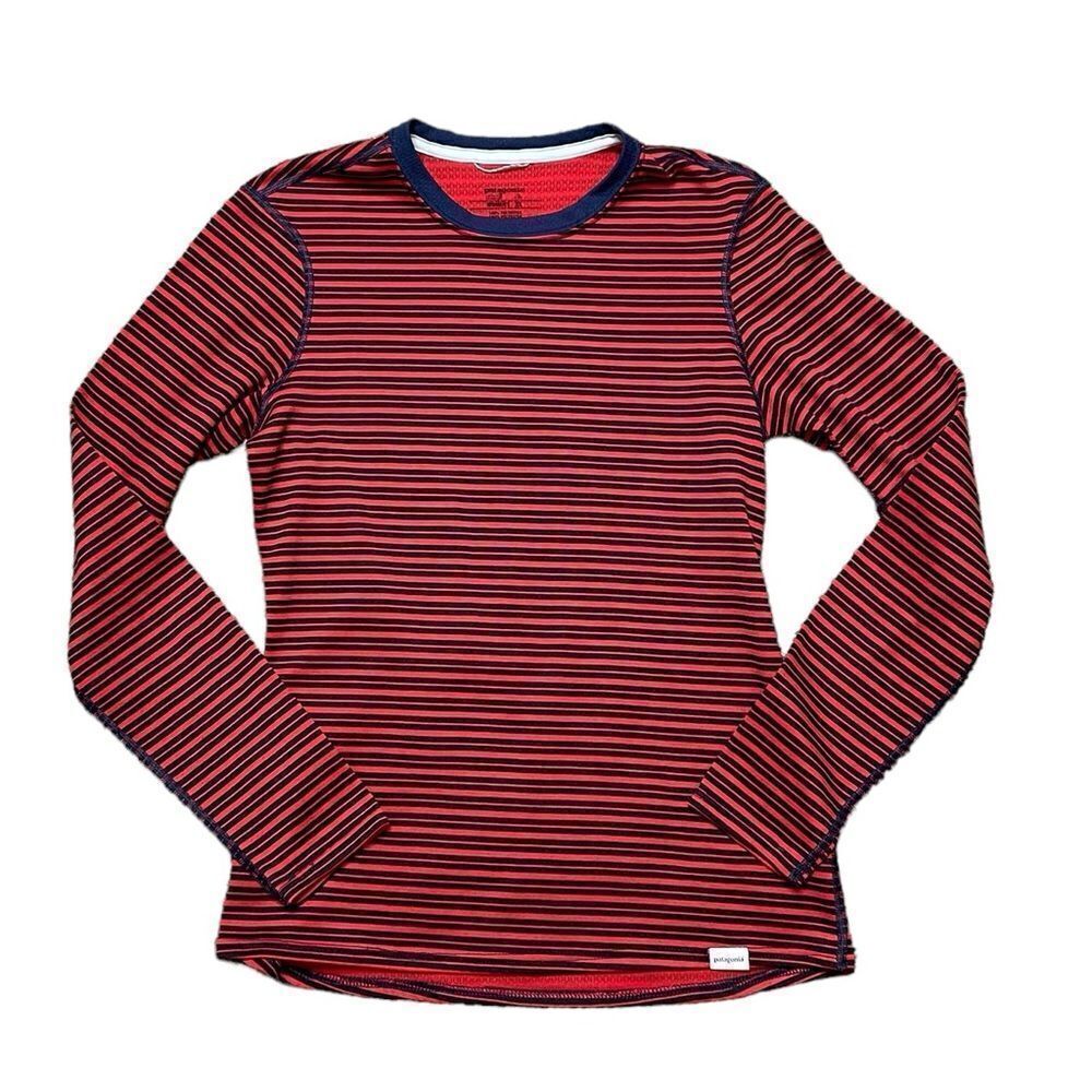 PATAGONIA Capilene 3 Midweight Crew Long Sleeve Shirt Red Blue Size XS
